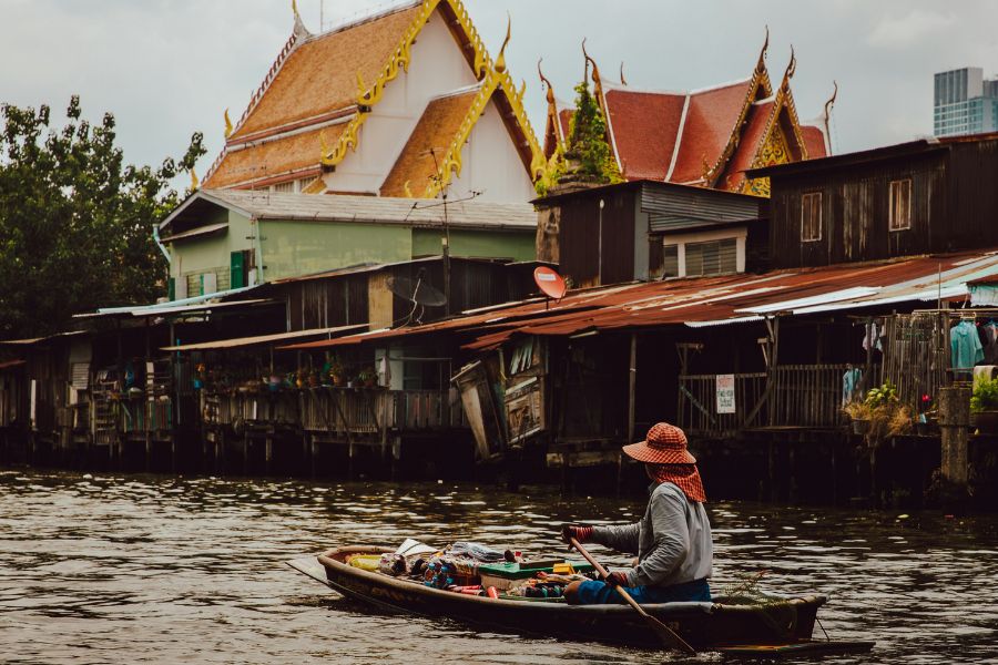 Lady on Canoe on Chao Phraya River