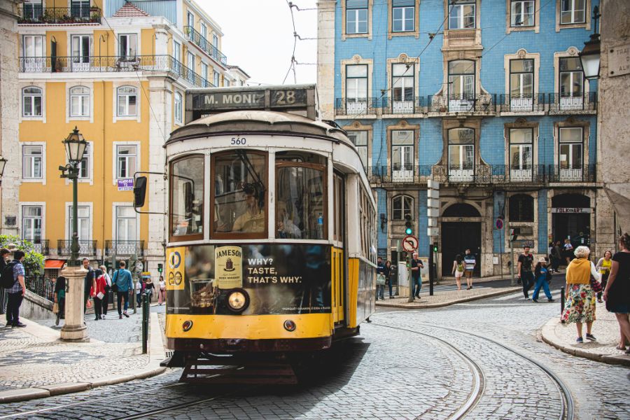 Lisbon yellow tram