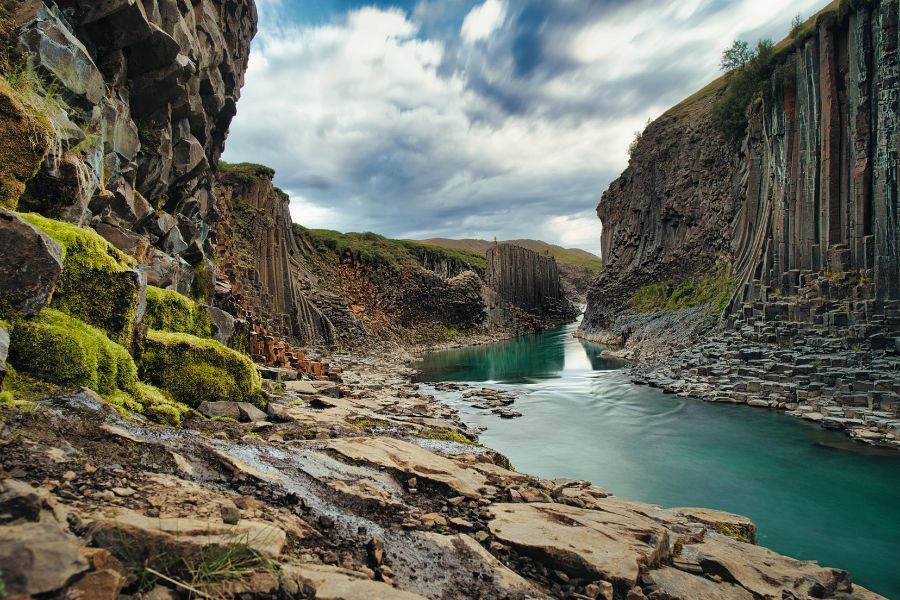 View of Stuðlagil Canyon