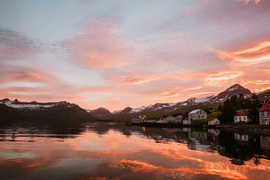 Faskrudsfjordur at sunset